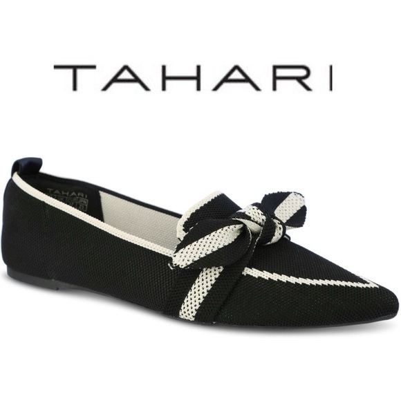 Tahari Florentia Flats, Black and White with Tie Knot - Picture 1 of 10
